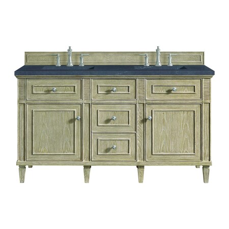 James Martin Vanities 60'' Double Vanity, Whitewashed Oak w/ 3 CM Charcoal Soapstone Quartz Top 424-V60D-WWO-3CSP